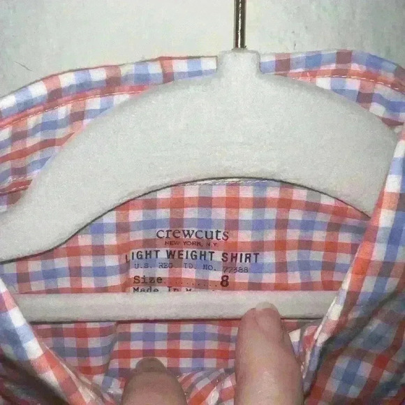 Crewcuts Boys Button Down Shirt Size 8 Orange & Blue Gingham - Picture 3 of 3